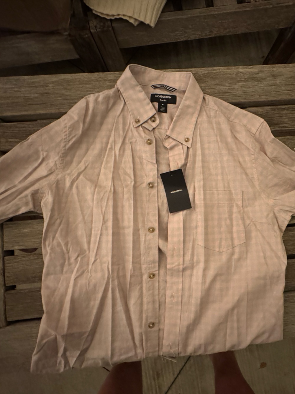 Nordstrom Men's Light Beige Button-Down Linen Shirt